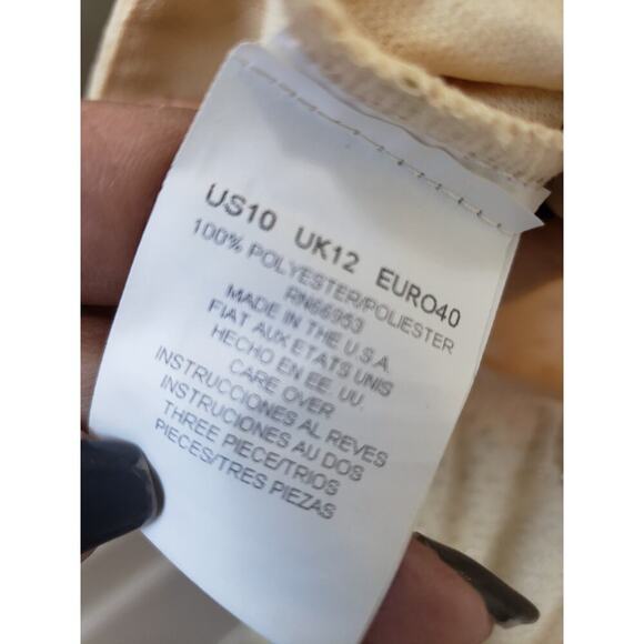 Leslie Fay Skirt Suit Set Women 10 Beige Glitter Dots Short Sleeve Button Front - Picture 6 of 14